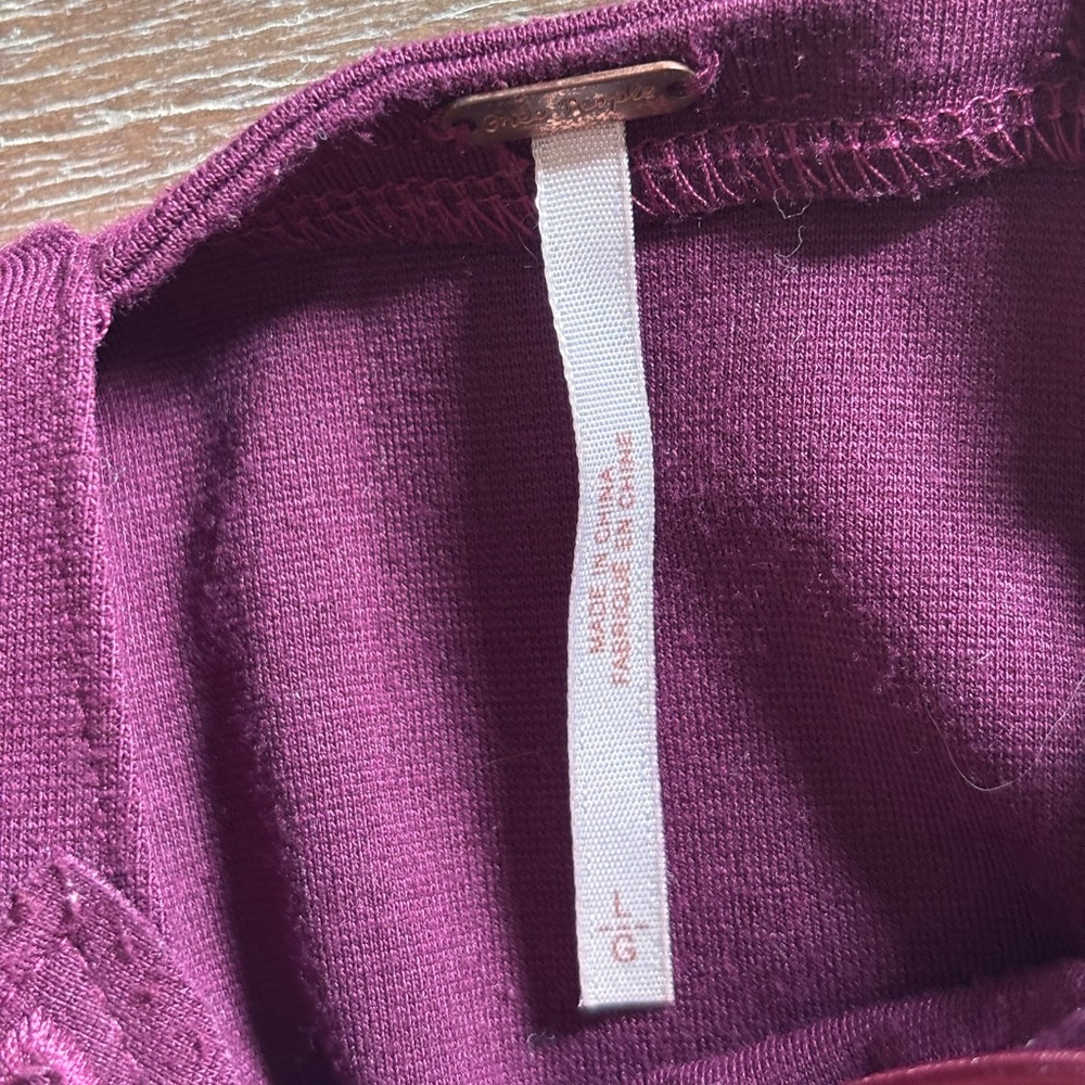 Free People Cha Cha Ponte Like A Dream Embroidered Dress in Plum Wine, Sz L - Picture 4 of 8